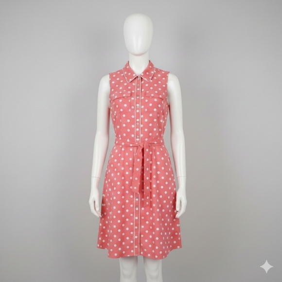 Tommy Hilfiger Coral And White Polka Dot Shirt Dress Size 10 NWT - Picture 9 of 9